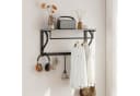 HOMCOM Garderobenleiste mit Ablage, 5 Haken und Stange Wandgarderobe Grau Bild 2