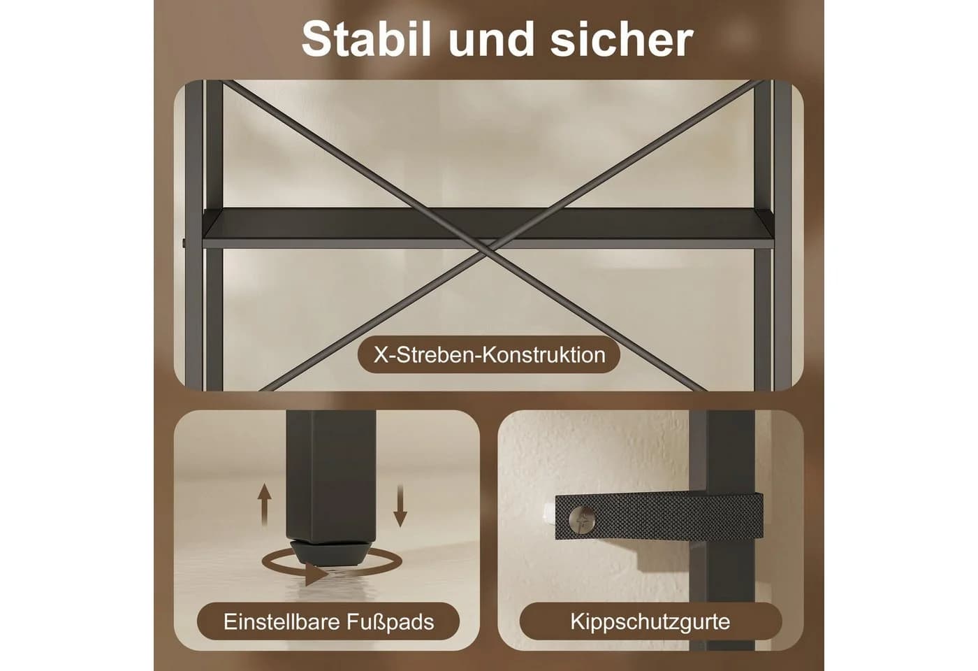 HOMCOM Bücherregal Industrielles Metallregal 5 Ebenen Schwarz - Bild 5