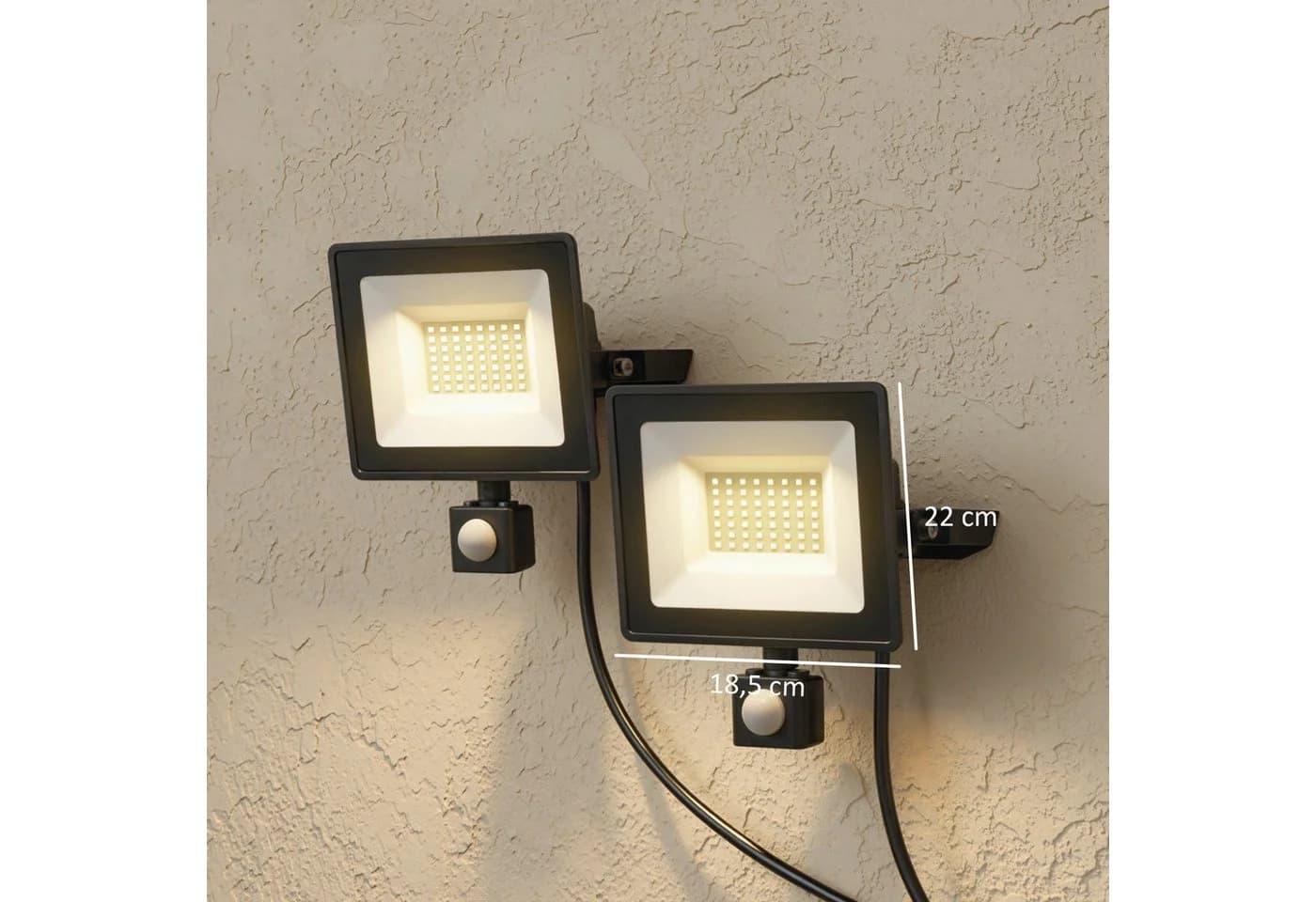 HOMCOM Außen-Stehlampe 50W 5500LM 6000K IP65 Schwarz 2er Set - Bild 3