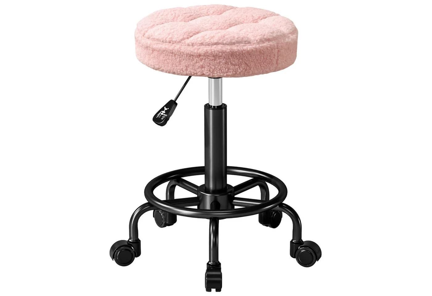 HOMCOM Rosa höhenverstellbarer Rollhocker 360° drehbar - Bild 1