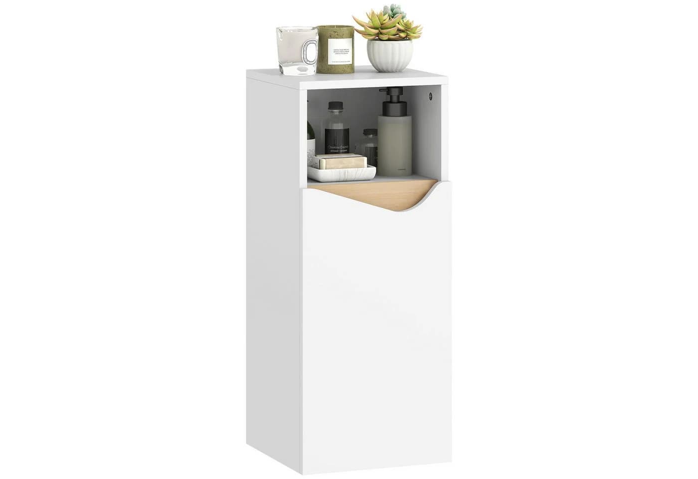 HOMCOM Badkommode mit Verstellbaren Ablagen, offenem Fach, Soft-Close-Tür