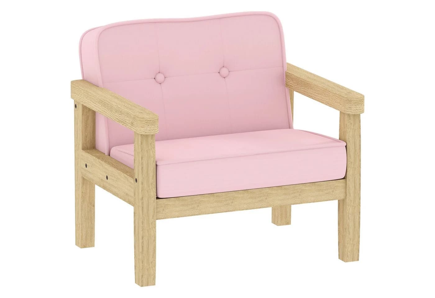 AIYAPLAY Kindersessel mit Holzrahmen, Cordoptik, Rosa
