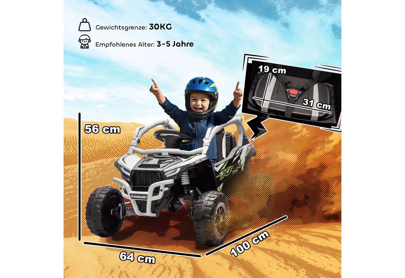 AIYAPLAY Elektro-Kinderauto UTV Grau Schwarz 2 Motoren - Bild 3