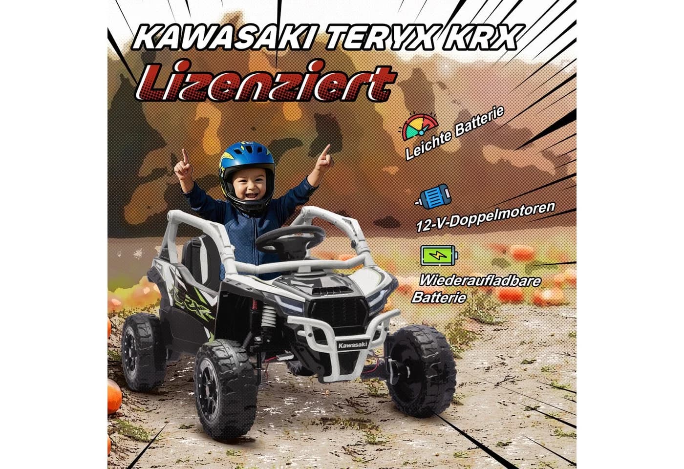 AIYAPLAY Elektro-Kinderauto UTV Grau Schwarz 2 Motoren - Bild 4