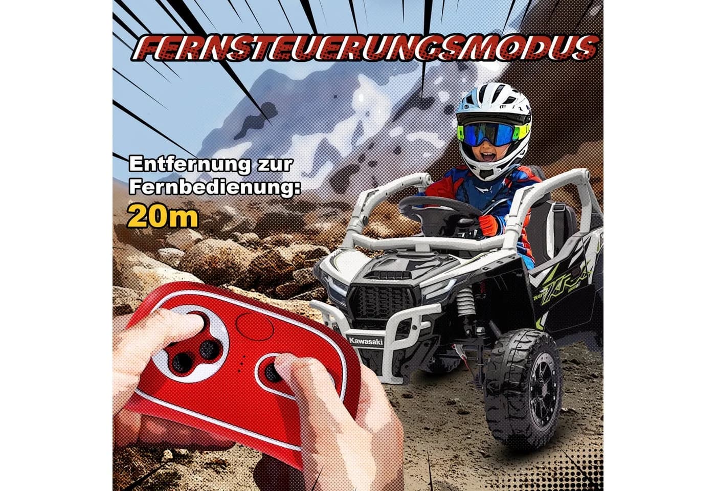 AIYAPLAY Elektro-Kinderauto UTV Grau Schwarz 2 Motoren - Bild 5