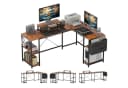 HOMCOM Computertisch Eckschreibtisch 168 x 120 cm mit Ablagefächern, Aufbewahrungstasche, GamingTisch, Rustikal-Braun Bild 1