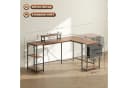 HOMCOM Computertisch Eckschreibtisch 168 x 120 cm mit Ablagefächern, Aufbewahrungstasche, GamingTisch, Rustikal-Braun Bild 3