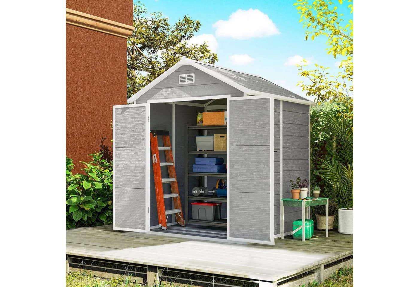Outsunny Gerätehaus 2,4m² Grau - Bild 2