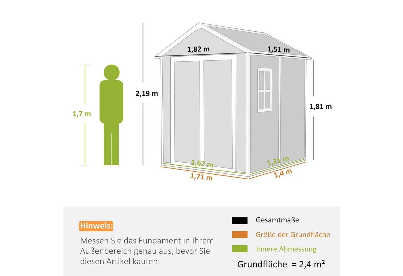 Outsunny Gerätehaus 2,4m² Grau - Bild 3