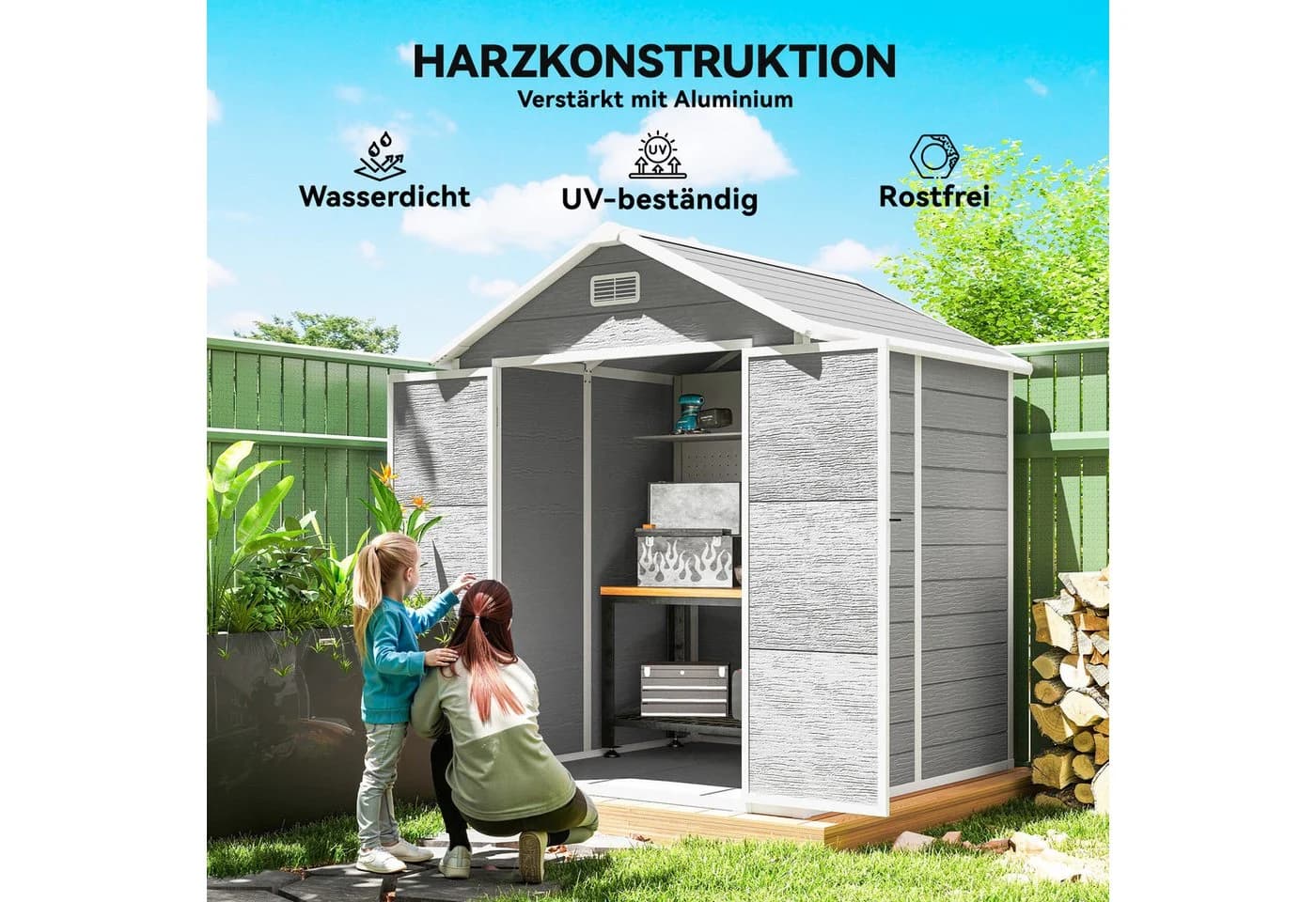 Outsunny Gerätehaus 2,4m² Grau - Bild 5