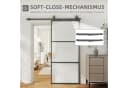 HOMCOM Schiebetür Schwarz mit Softclose und Selbstschließer Bild 4