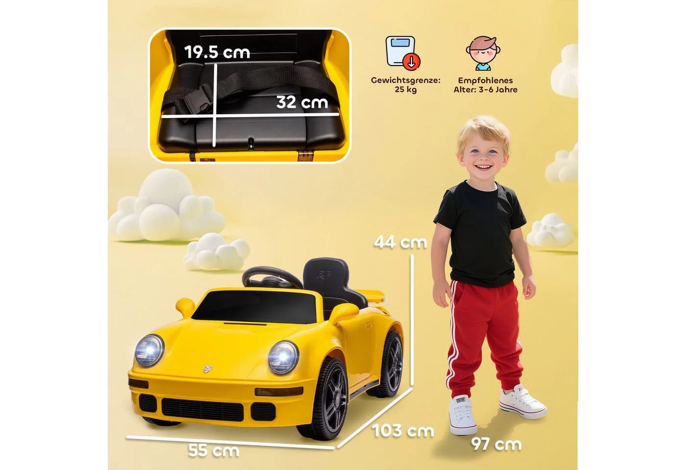 AIYAPLAY RUF CTR 2017-Yellowbird Kinder-Elektroauto Gelb - Bild 3