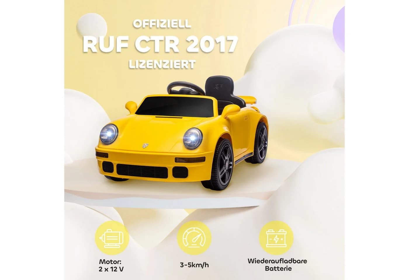 AIYAPLAY RUF CTR 2017-Yellowbird Kinder-Elektroauto Gelb - Bild 4