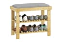 HOMCOM Schuhbank mit Stauraum, 2 offene Fächer, Bambus, Grau/Naturholz Bild 1