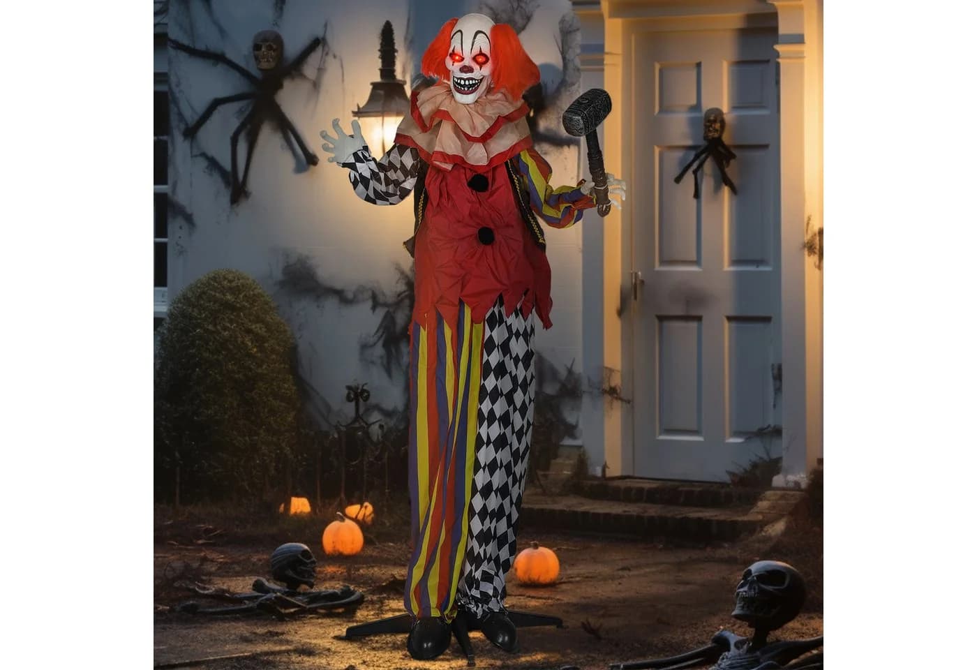 Outsunny Halloween Clown Dekofigur 173 cm mit Licht & Sound