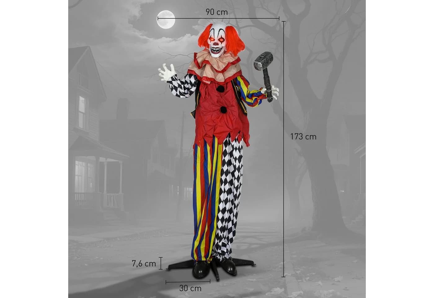 Outsunny Halloween Clown Dekofigur 173 cm mit Licht & Sound - Bild 3
