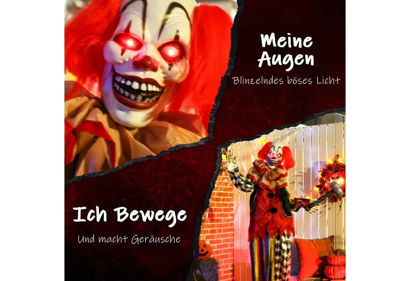 Outsunny Halloween Clown Dekofigur 173 cm mit Licht & Sound - Bild 4