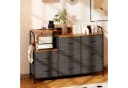 HOMCOM Kommode 8 Schubladen Vliesstoff Ladestation Haken Stahlrahmen Rustikal-Braun+Schwarz Bild 2