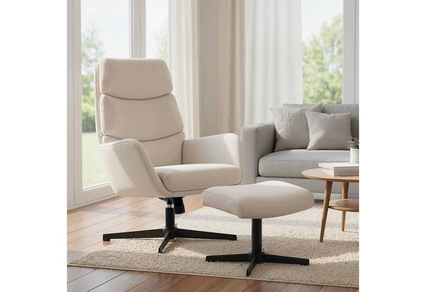 HOMCOM Relaxsessel mit hoher Rückenlehne, Leinenoptik, Beige - Bild 2