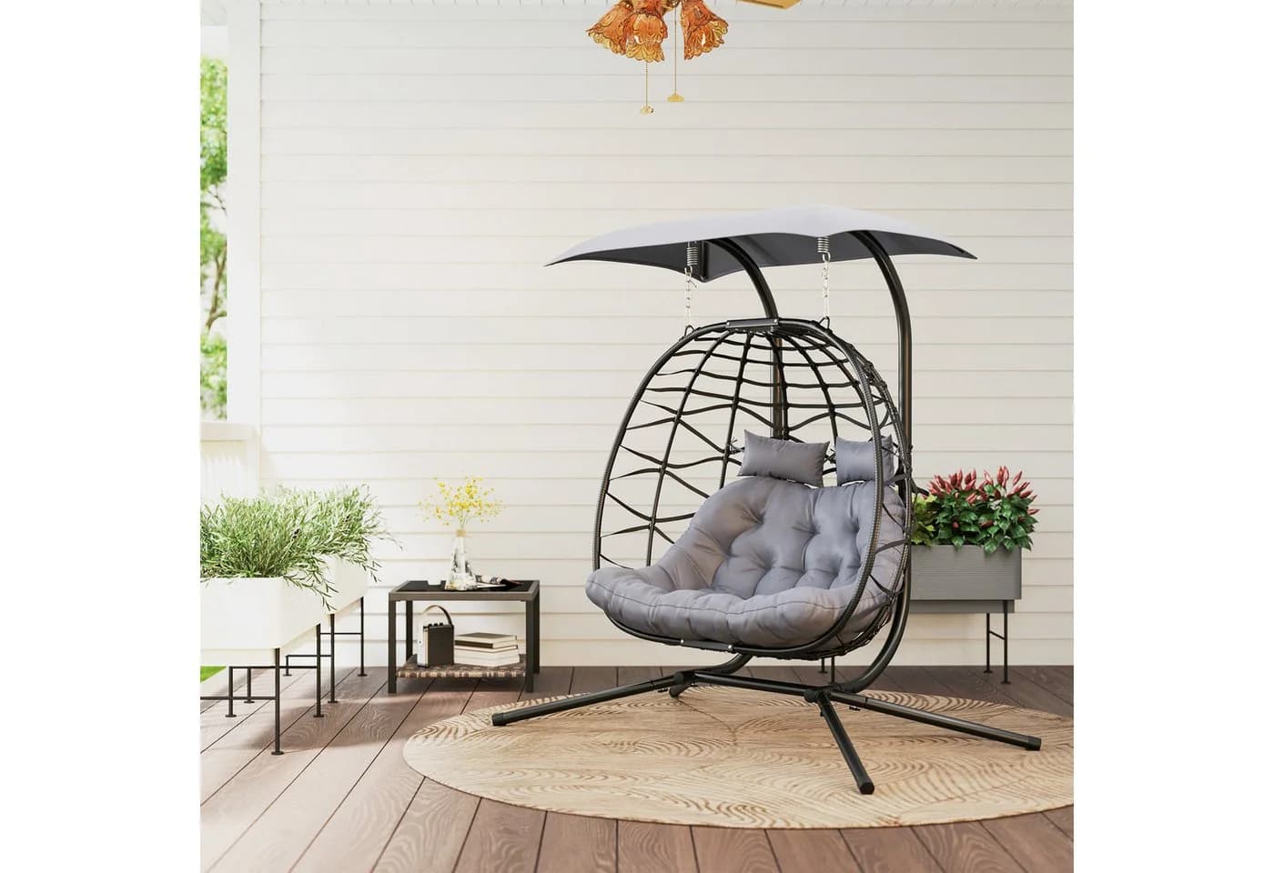 Outsunny Schaukelstuhl Polyrattan für 2 Personen mit Sonnenschutzdach - Bild 2