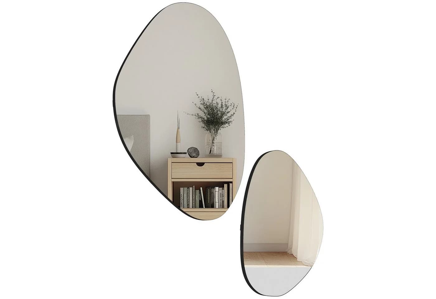 HOMCOM Wandspiegel 2-St. Schlafzimmerspiegel Schwarz