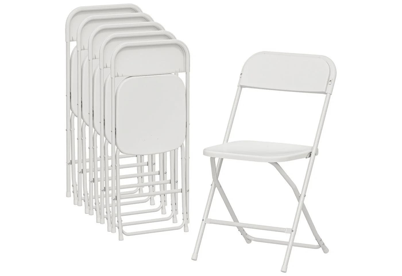 HOMCOM Klappstuhl faltbar Stahlrahmen 6er Set Esszimmer Wohnzimmer Weiß