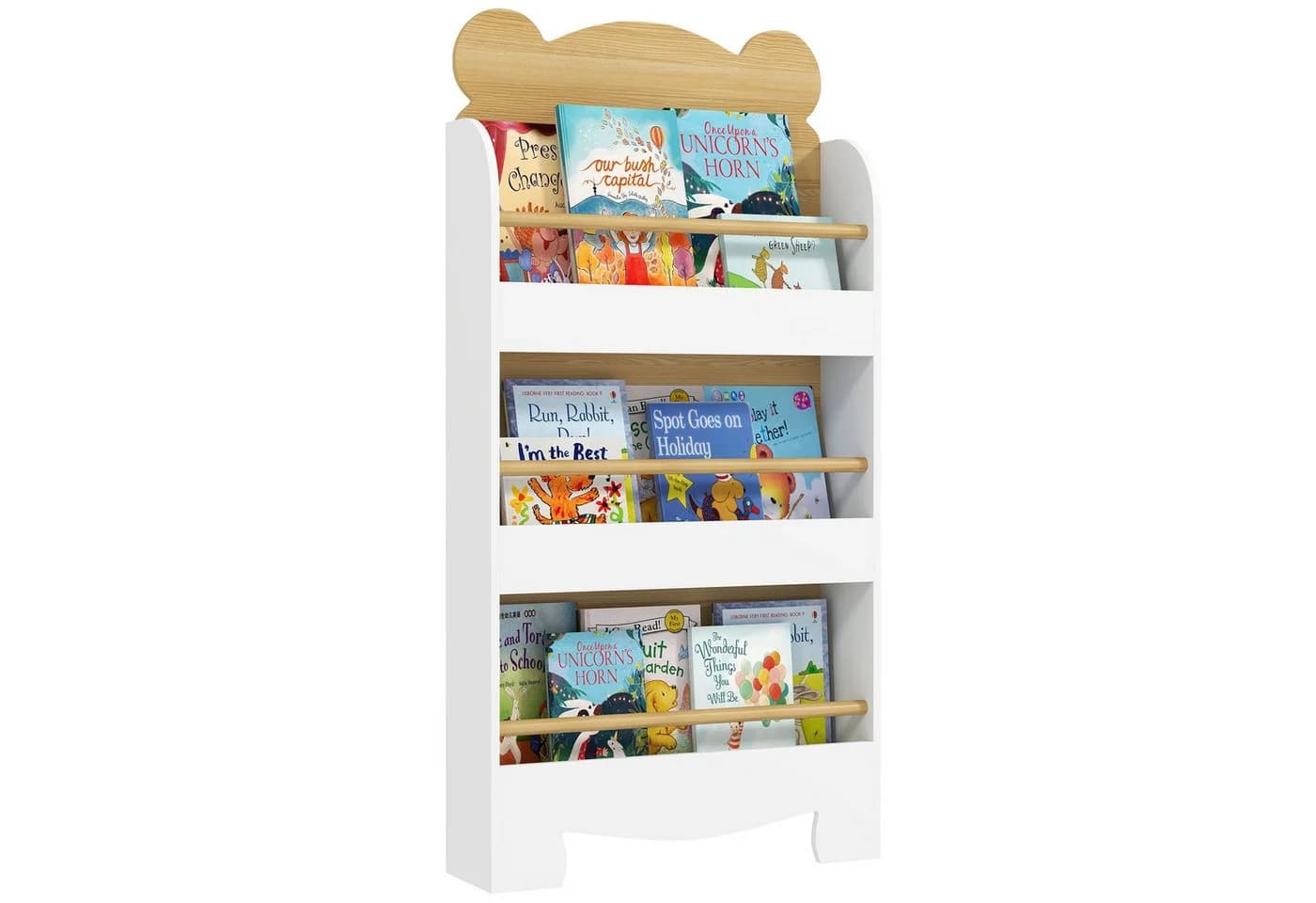 AIYAPLAY Kinderbücherregal Bärenform 3 Ablagen Weiß - Bild 2