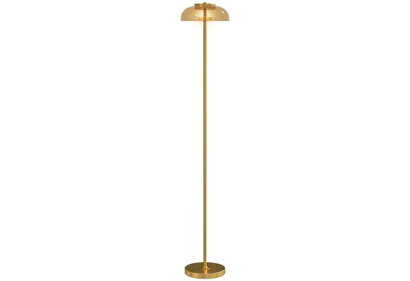 HOMCOM Stehlampe Stehleuchte mit 3000 K warmem Licht, Fußschalter, LED fest integriert, Messing