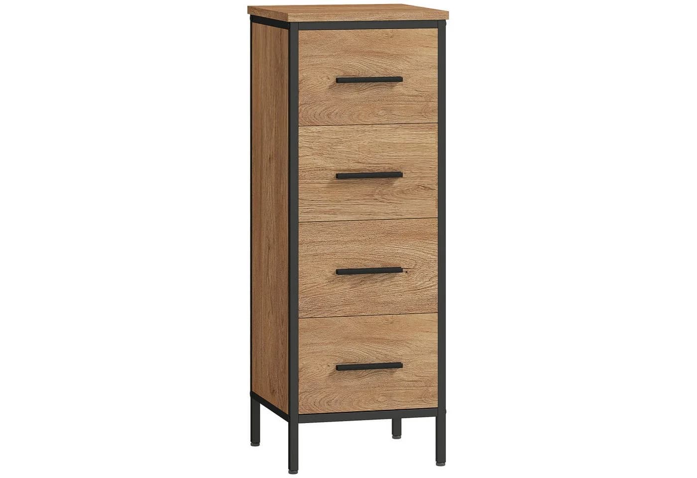 HOMCOM Badkommode mit 4 Schubladen Eiche