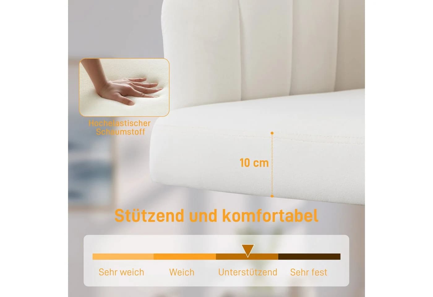 HOMCOM Bürostuhl mit Samtoptik, drehbaren Rollen, höhenverstellbar, Cremeweiß - Bild 5