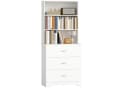 HOMCOM Bücherregal mit 3 Schubladen, 3 offenen Regalen, Bücherschrank 180 cm, Weiß Bild 1