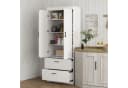 HOMCOM Hochschrank Cremeweiß mit 2 Schubladen und verstellbaren Regalen Bild 2