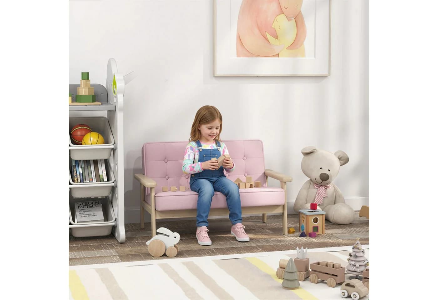 AIYAPLAY Kindersessel mit Holzrahmen Rosa - Bild 2
