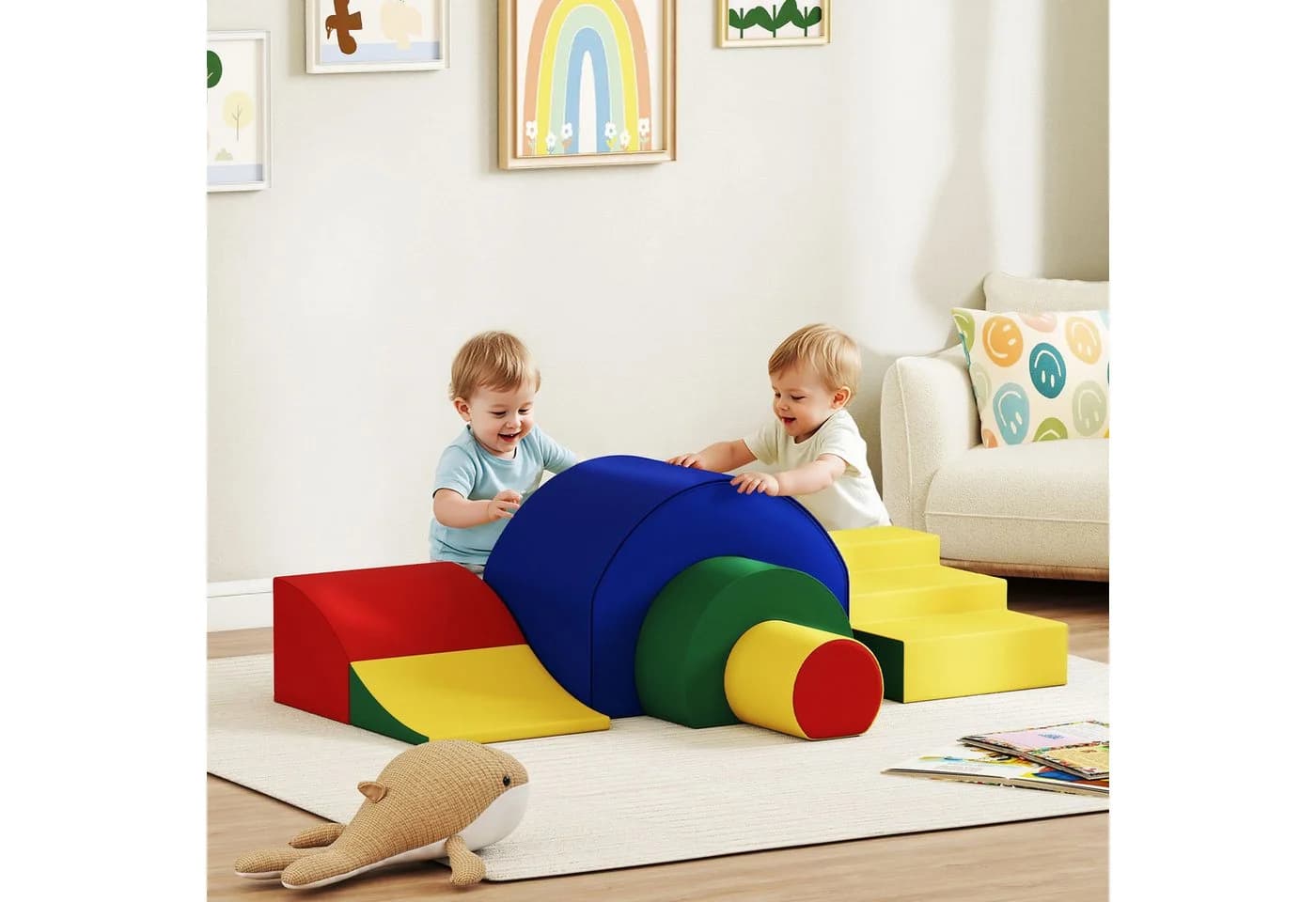 AIYAPPLAY 5-tlg. Schaumstoff Großbausteine Bunt Kinder Spielzeug