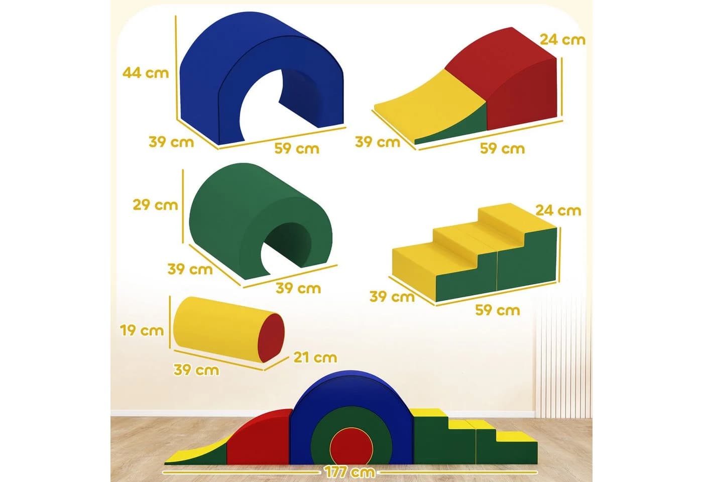 AIYAPPLAY 5-tlg. Schaumstoff Großbausteine Bunt Kinder Spielzeug - Bild 3