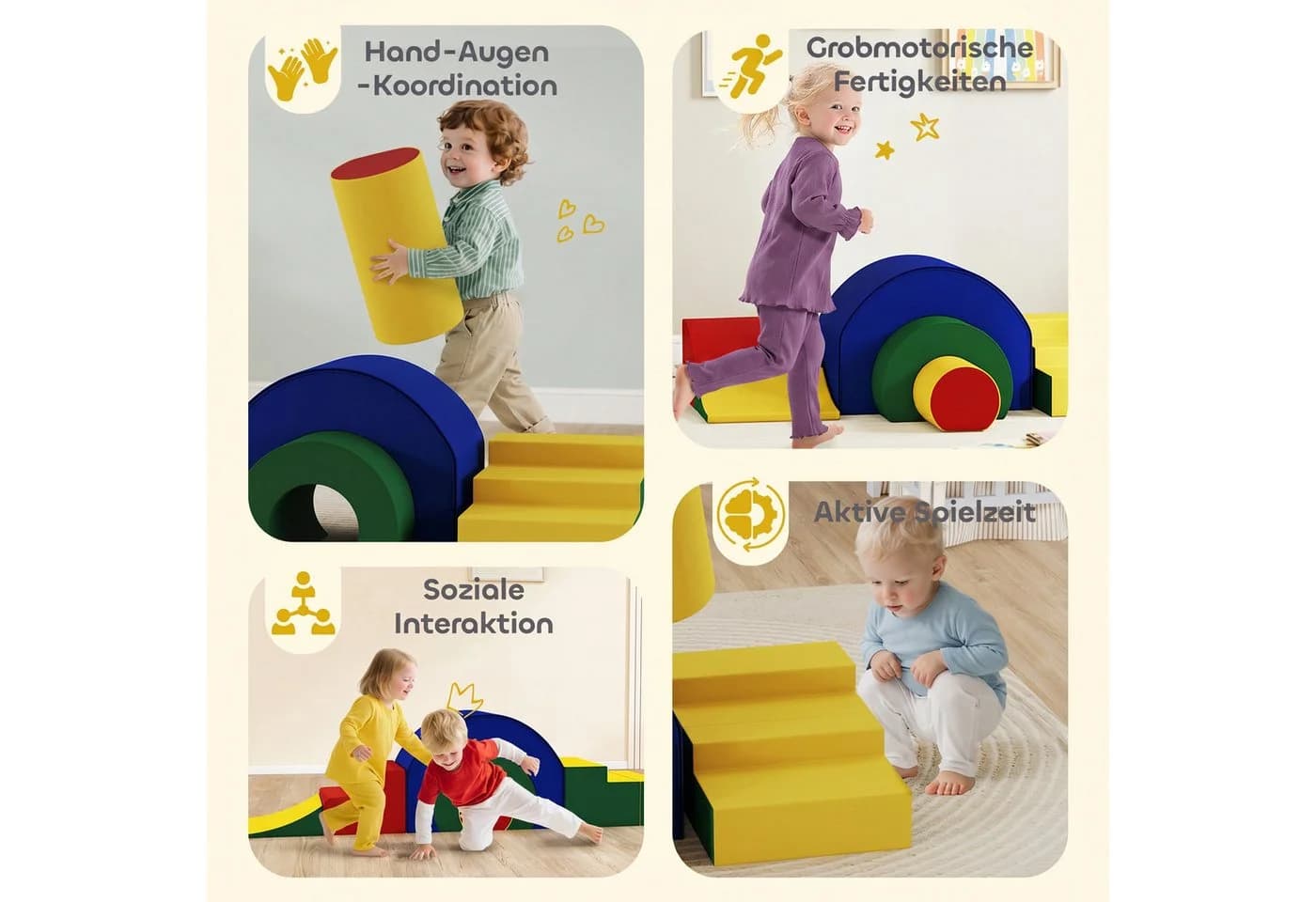 AIYAPPLAY 5-tlg. Schaumstoff Großbausteine Bunt Kinder Spielzeug - Bild 4