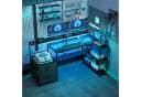 HOMCOM Gamingtisch mit LED & Steckdosen, Doppelmonitorständer, Schwarz Bild 2