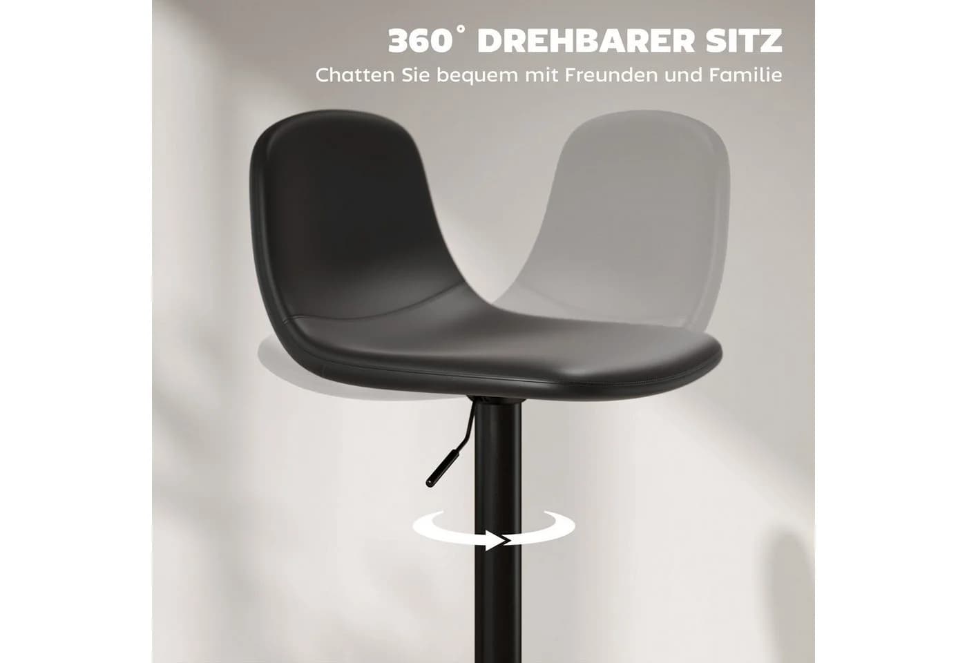 HOMCOM Barhocker Höhenverstellbar Drehbar Kunstleder Schwarz - Bild 5