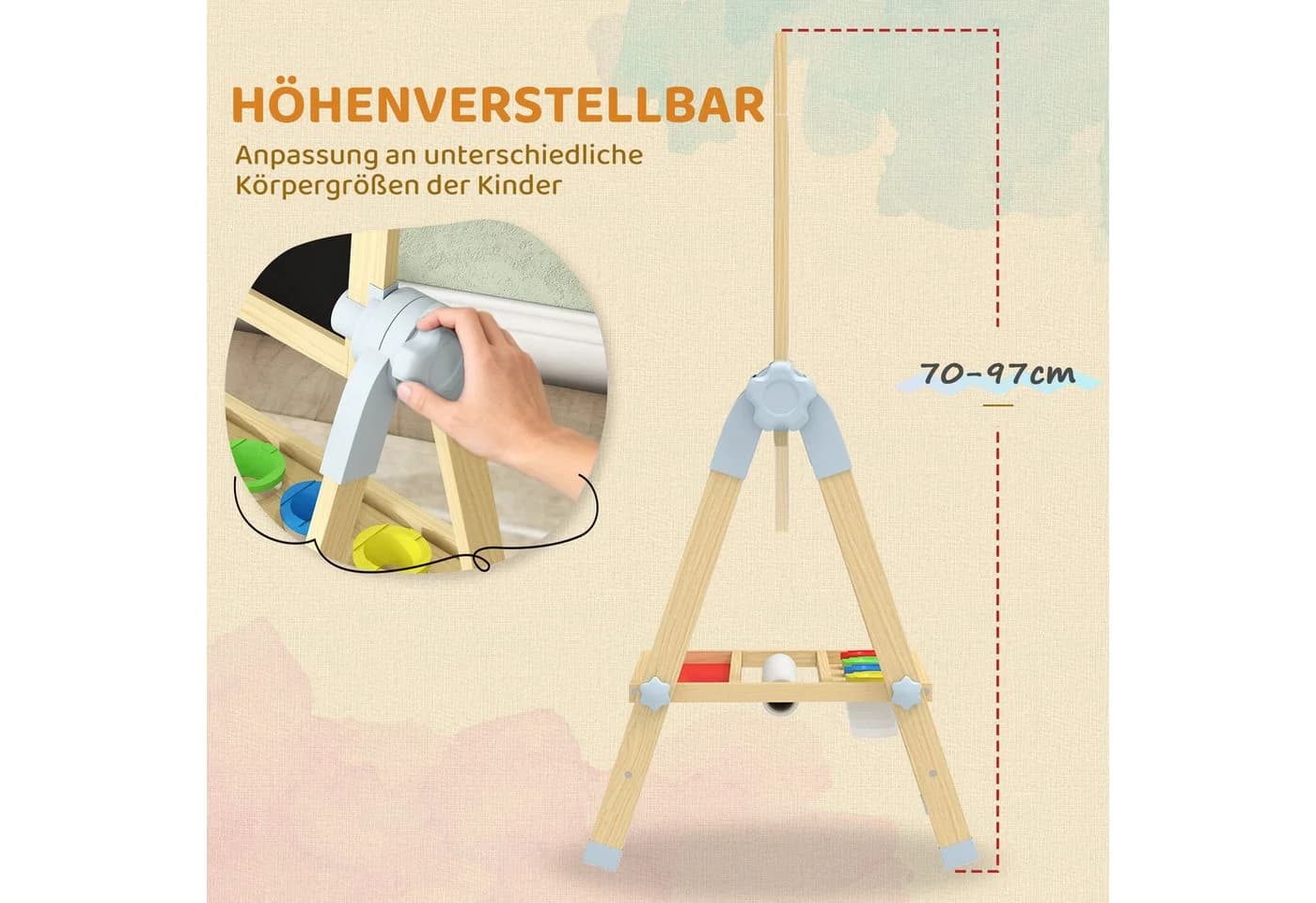 AIYAPLAY Kindertafel Höhenverstellbar Magnetische Standtafel mit Papierrolle - Bild 5