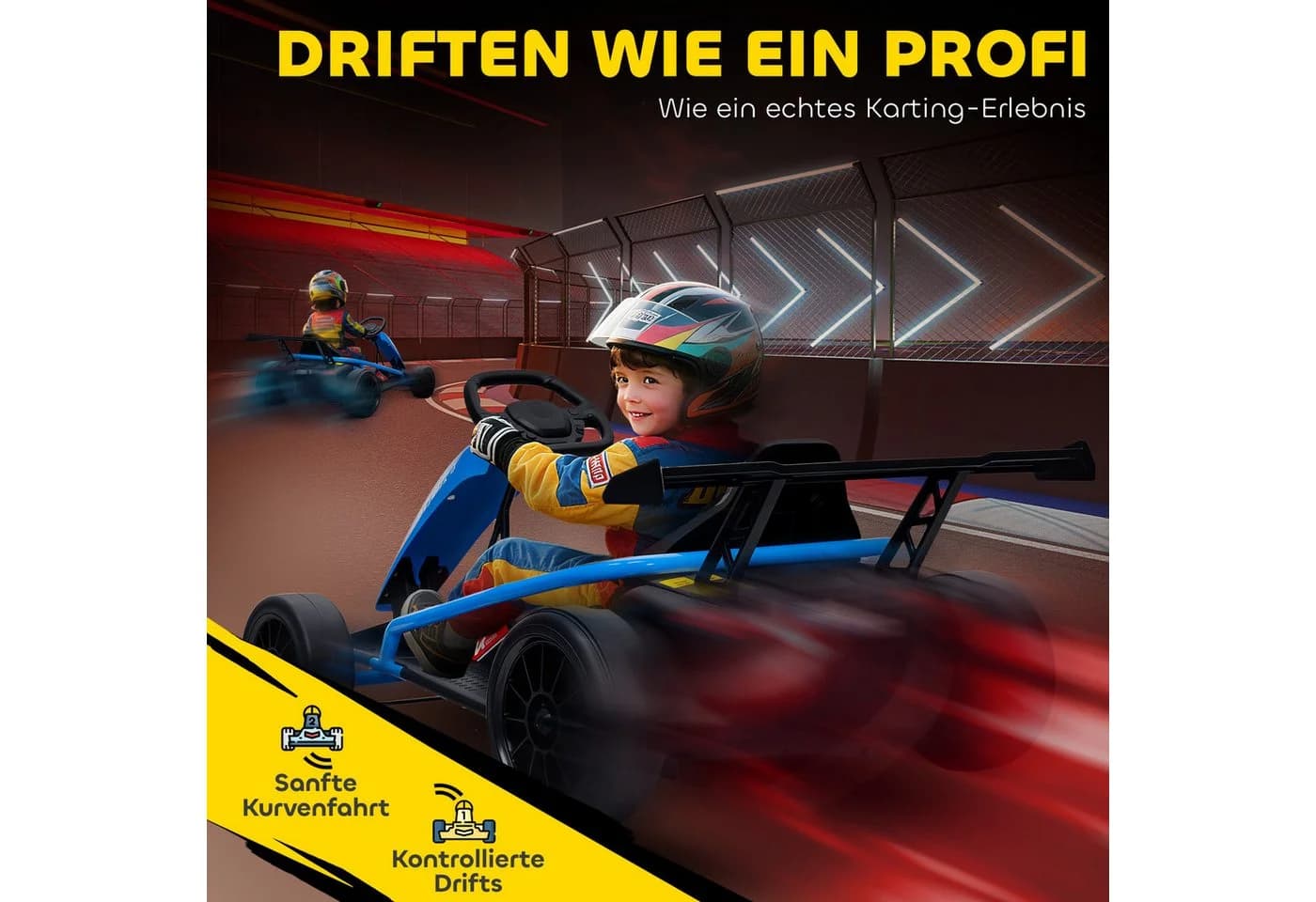 AIYAPLAY Elektro-Kinderauto mit ergonomischem Rennsitz, Sicherheitsgurt, Sanftanlaufsystem, Belastbarkeit 70 kg, Blau - Bild 4