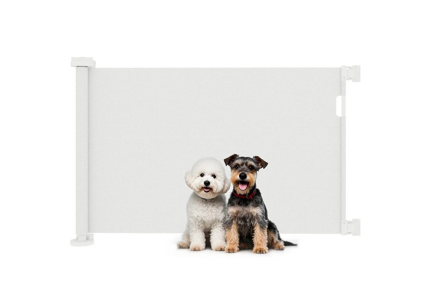 PawHut Einziehbares Hundegitter Weiß 0-136cm