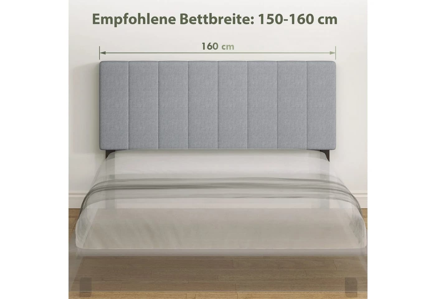 HOMCOM Kopfteil höhenverstellbar, mit Leinenoptik, für Schlafzimmer, Grau - Bild 4