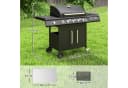 Outsunny Gasgrill 5 Brenner Schwarz mit Seitenkocher und Schrank Bild 3