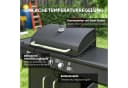 Outsunny Gasgrill 5 Brenner Schwarz mit Seitenkocher und Schrank Bild 5