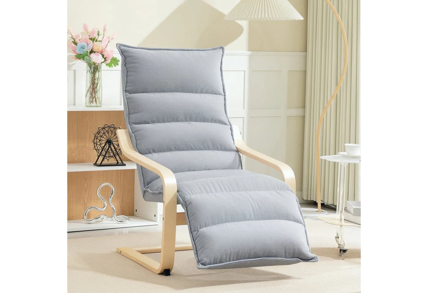 HOMCOM Relaxsessel Lounge-Sessel mit verstellbarer Fußstütze Hellgrau - Bild 2