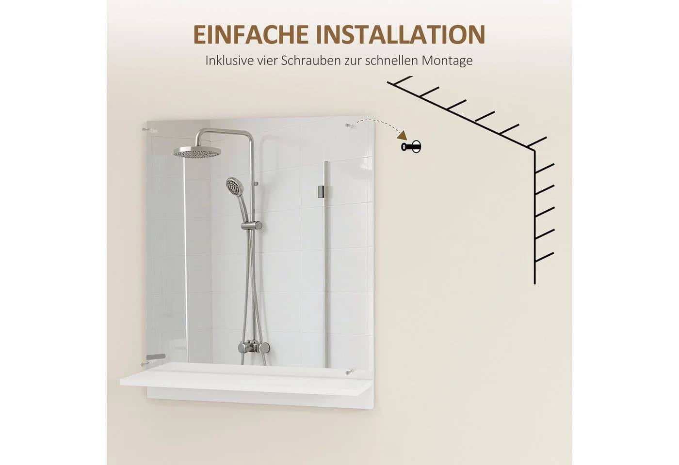 HOMCOM Badspiegel Weiß mit Regal - Bild 5