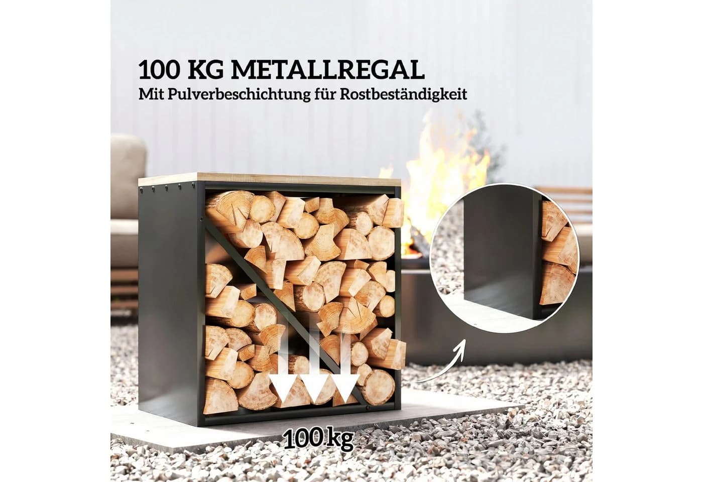 Outsunny Kaminholzregal Metall Schwarz - Bild 5