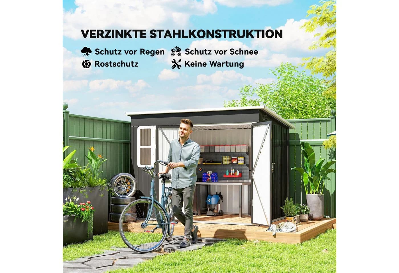 Outsunny Metall Gerätehaus mit Fenster und Lüftungsöffnungen - Bild 4