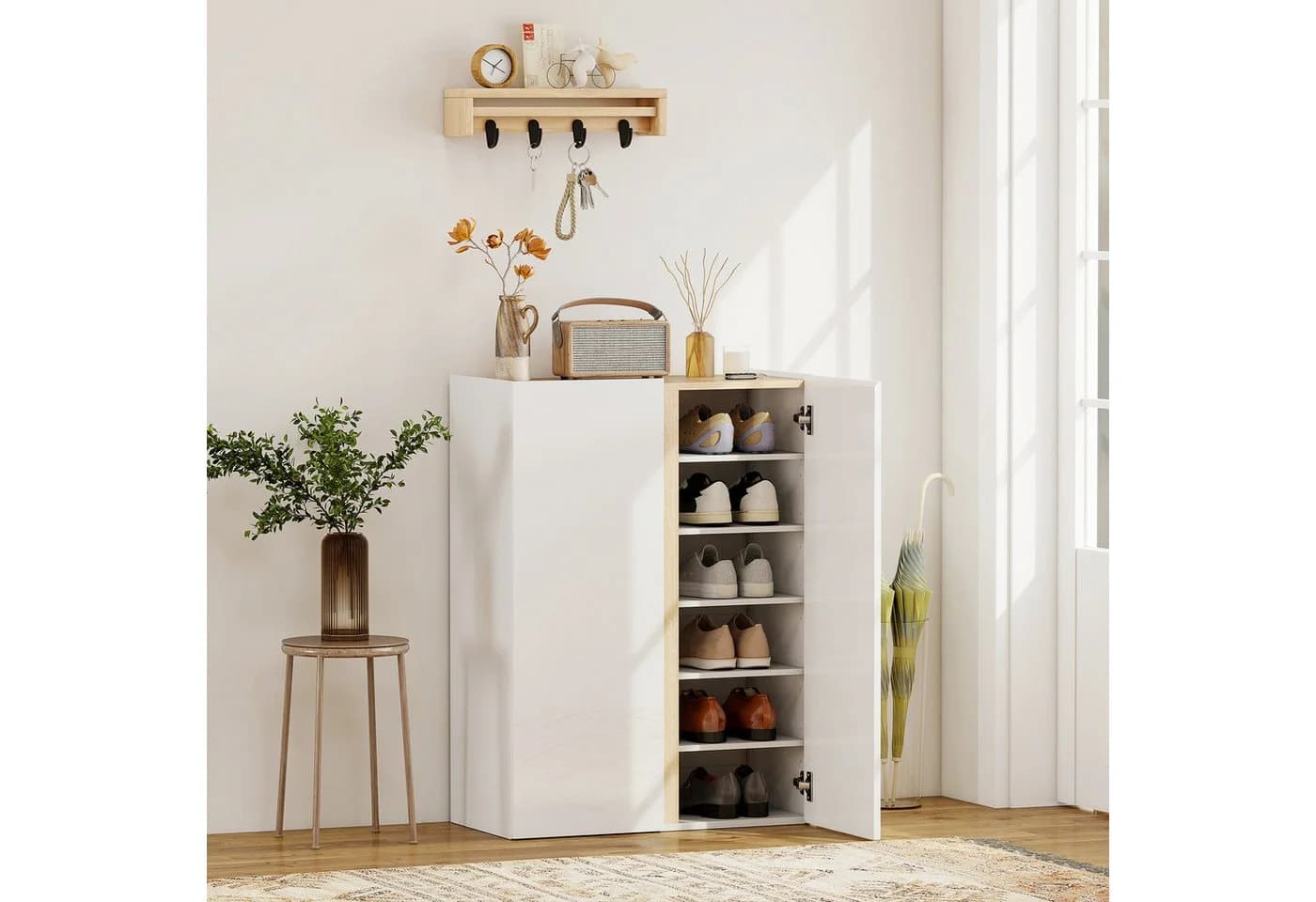 HOMCOM Schuhschrank Weiß Hochglanz Soft-Close 18 Paar - Bild 2