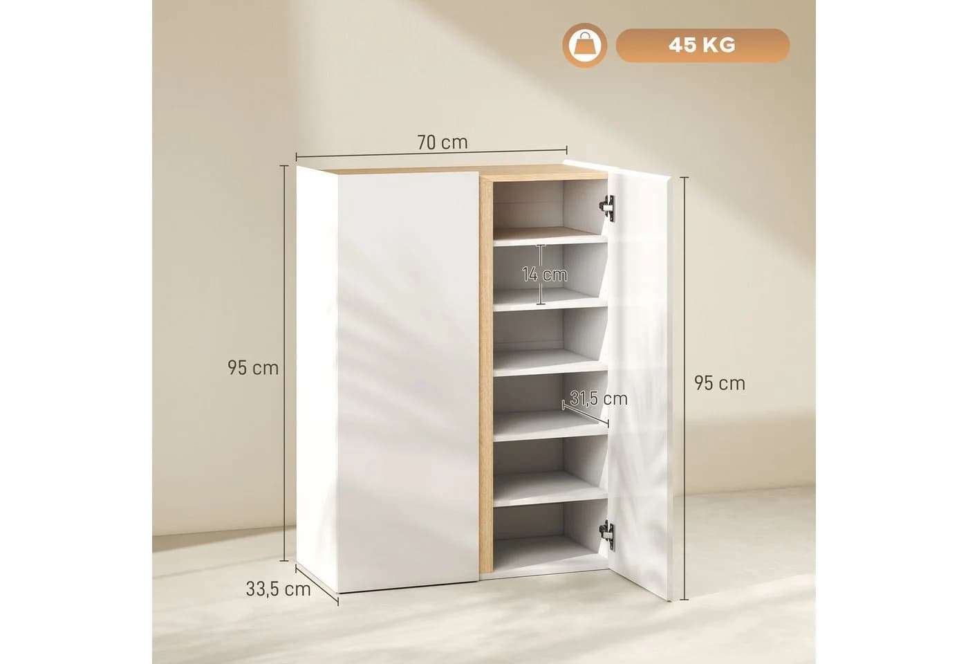 HOMCOM Schuhschrank Weiß Hochglanz Soft-Close 18 Paar - Bild 3